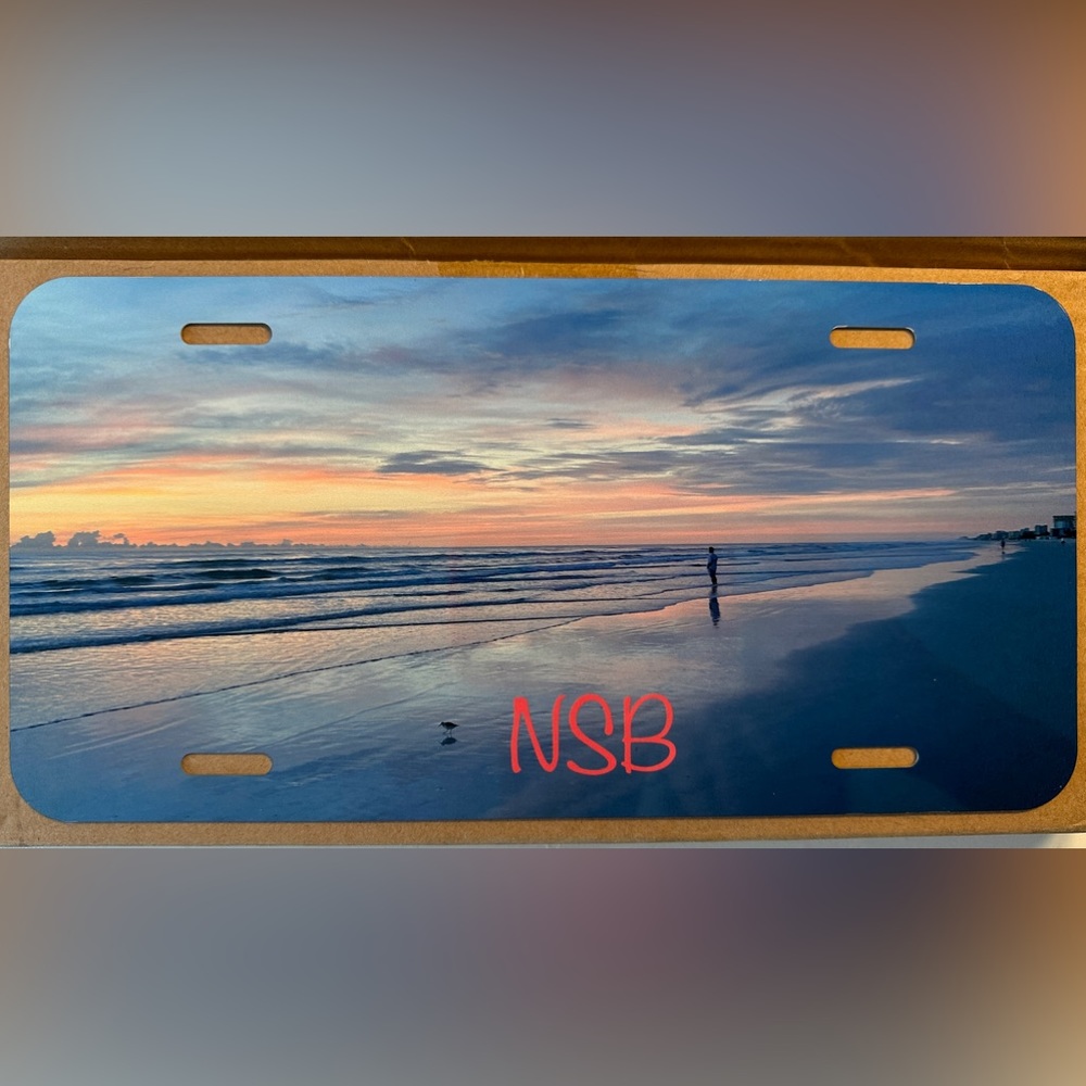 NSB Sunrise Stroll Original Image Aluminum License Plate Tag